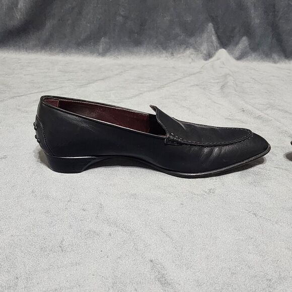 Tod's Loafer Shoes Women's 7 Black Leather Pointed Toe Low Heels Italy - Picture 8 of 15